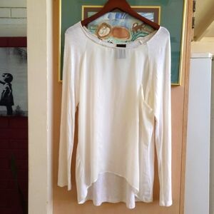 DOLAN Asymmetrical Cream Tunic with Long Sleeves